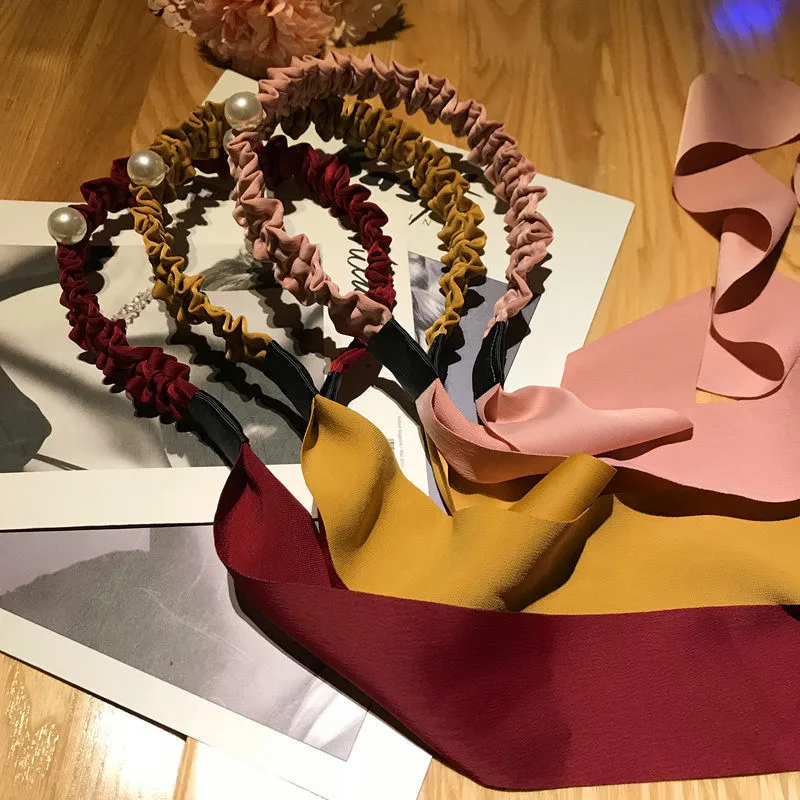 Женская атласная повязка для волос модная повседневная на голову с бантом и