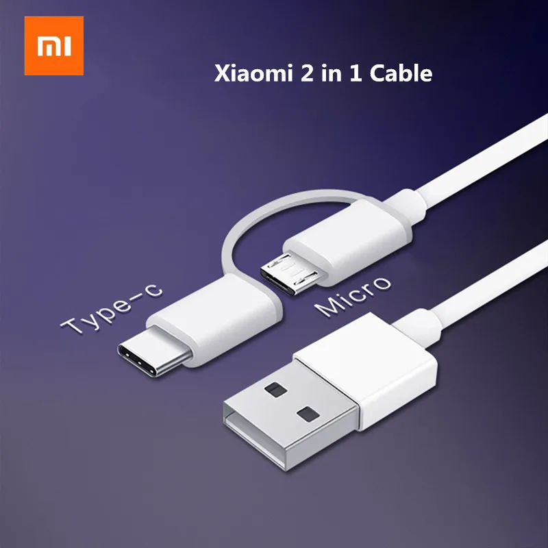 Оригинальный кабель Micro usb Xiaomi Type C 2 в 1 для быстрой зарядки и синхронизации данных