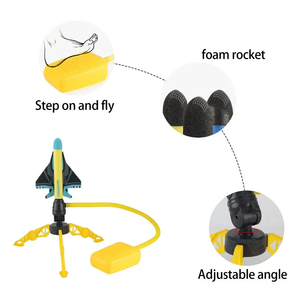 

Toy Air Rocket Launcher Fun Outdoor Toy 6 Foam Rockets with Foot Launch Pad Collapsible Launcher Stand for Boys and Girls Ages
