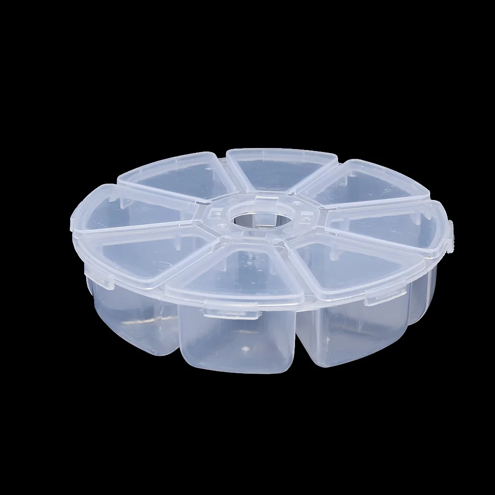 

Storage Box 8 Grid Transparent Plastic Jewelry Bead Storage Box Practical Round Storage Box Bead Ring Box Jewelry