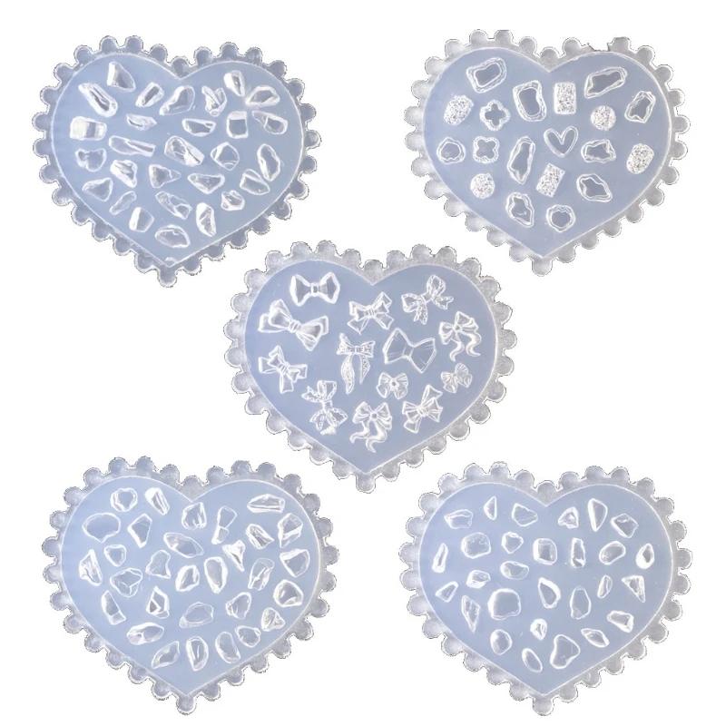 

5 Pcs 3D Bowknot Nail Art Decoration Epoxy Resin Mold Nails Stickers Jewelry Silicone Mould DIY Crafts Casting Tools