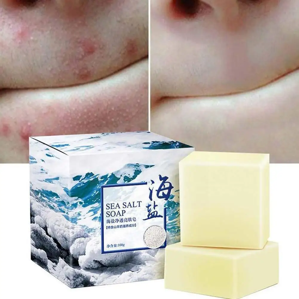 

100g Natural Sea Salt Goat Milk Soap Cleaner Removal Acne Oil Control Makeup Bubble Moisturizing Face With Pimple Remover P A3J0