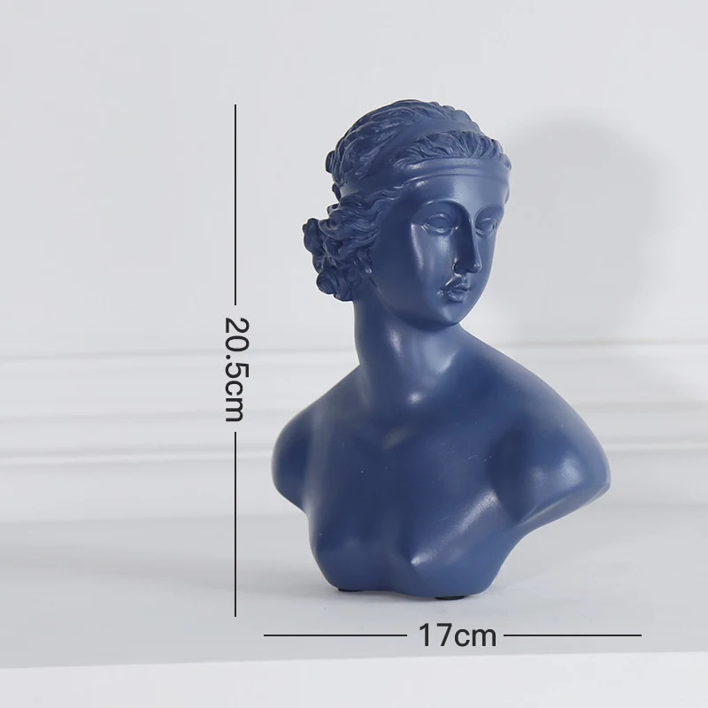 Venus Deep Blue VILEAD 19 см 46 см Смола гипсовая голова фигурки нордическая Morandi Давид Венера эскиз скульптура персонажа Искусство Декор Орнамент для дома - Цвет: Venus Deep Blue
