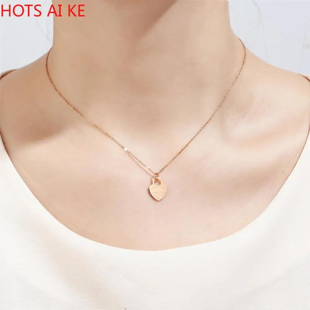 

One Piece Heart Pendant Necklace For Women Ladies Girls Fashion Luxury Stainless Steel Chains Fine Jewelry Gifts