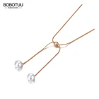 Женское Ожерелье из титановой стали BOBOTUU BN20156, розовое золото, двойное, белое вечерние