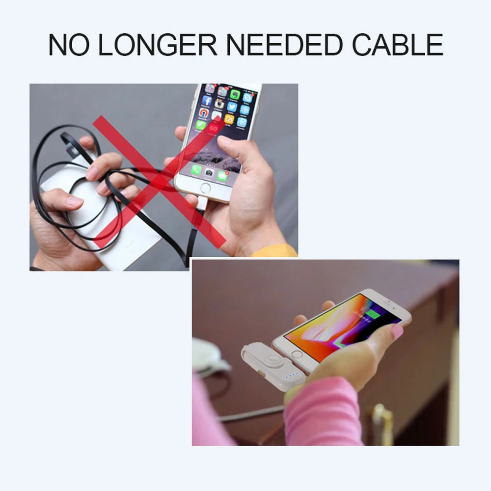 Портативный магнитный внешний аккумулятор для iPhone Micro USB Type C мини магнитное