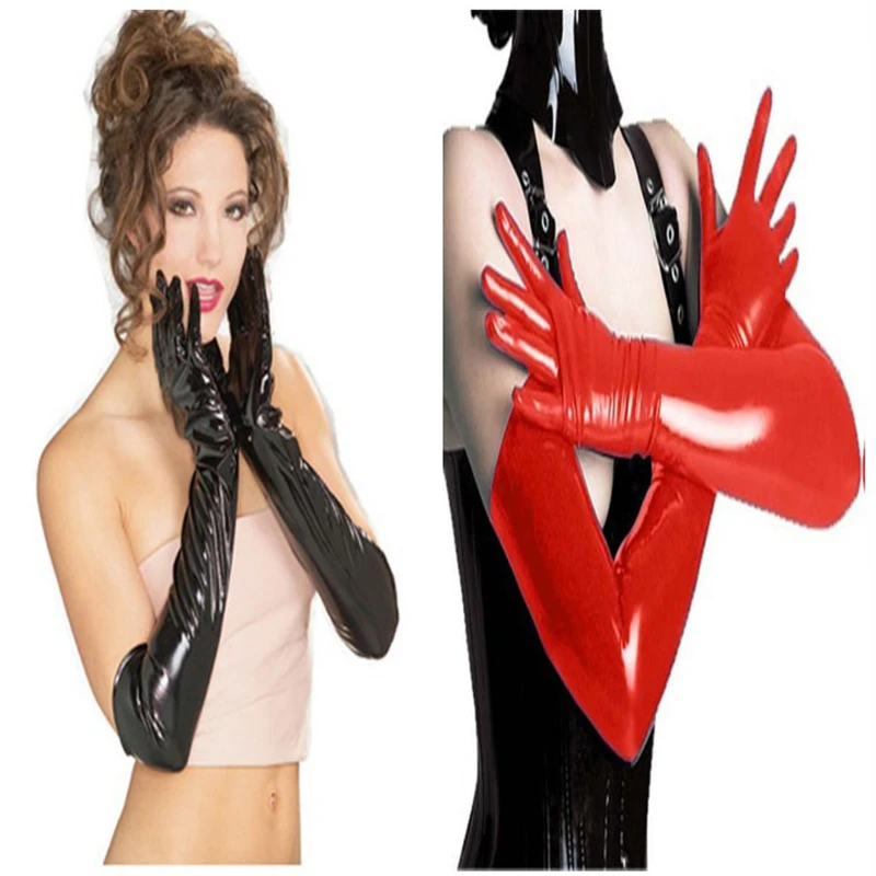 Экзотические аксессуары красные латексные перчатки женские сексуальные длинные