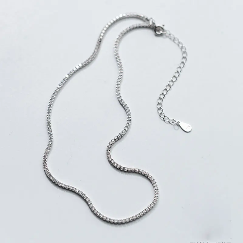 Женское теннисное ожерелье из серебра 925 пробы короткое Ювелирное Украшение на