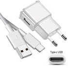 Настенное зарядное устройство 5V 2A ЕС Подключите телефон адаптер для Samsung S21 S20 FE ультра S10 S9 плюс 5G Lite A41 A31 A11 A80 A90 Type-c USB Дата-кабель