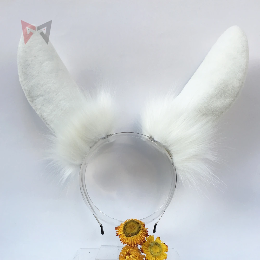 

New Handmade Work White Bunny Rabbit Ears Fold Style Hairhoop Big Hairbands Headband Headwear Cosplay Costume Accessories