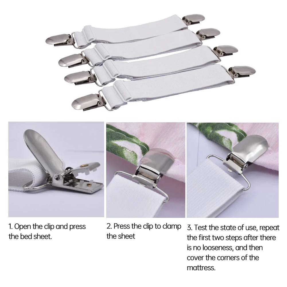 

4PCS Fasteners Adjustable Ironing Board Cover Clip Elastic Ironing Cover Fit Elastic Brace Suspender Tablecloth Sheet Bed Clips