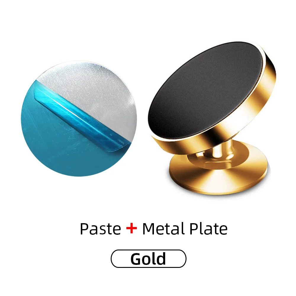 Gold Paste Магнитный автомобильный держатель для телефона для iPhone X, XR, samsung, S9, gps, вращение на 360 градусов, крепление на вентиляционное отверстие, универсальная подставка для мобильного телефона - Цвет: Gold Paste