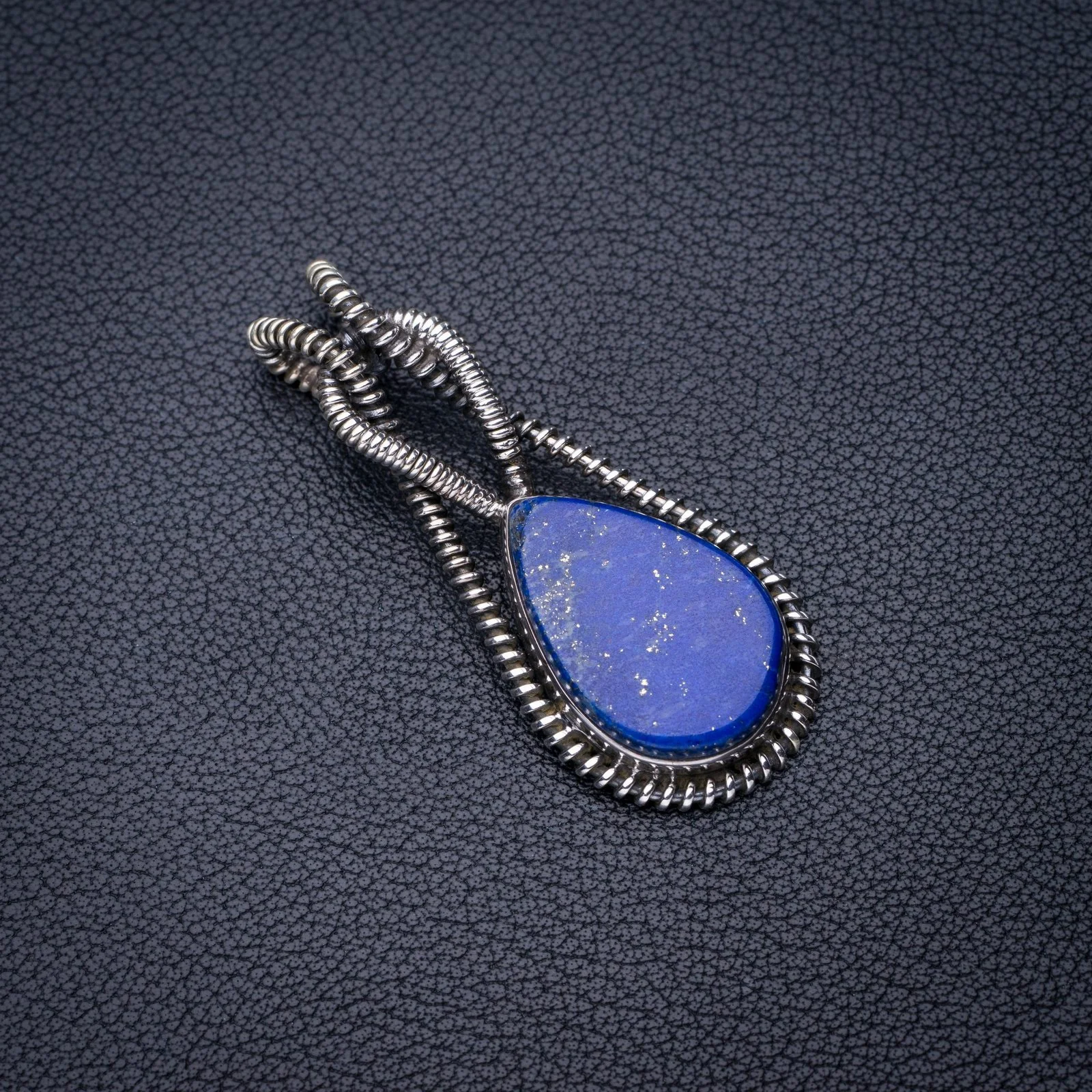 

StarGems Natural Lapis Lazuli Handmade 925 Sterling Silver Pendant 2" E4009