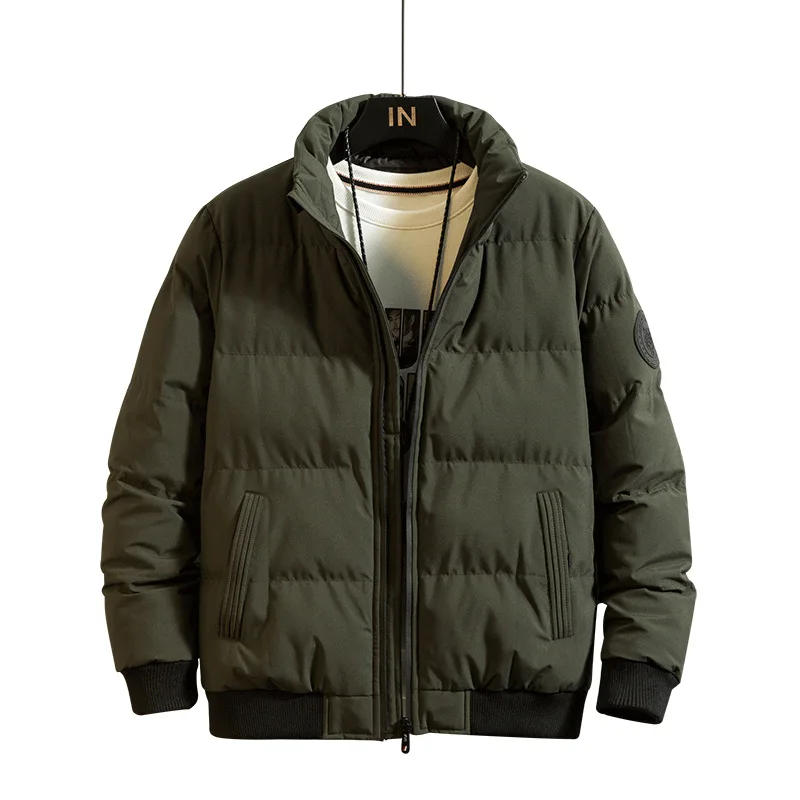 

Winter Men Jacket Warm Casual Stand Collar Coat Thick Solid Color Parkas Male Cotton Portability Men's Clothing Windbreakers