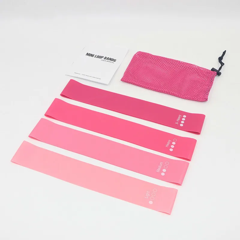 Pink Color Gradual Change Pull Circle Four Paper Set Yoga Latex Resistance Bring Bodybuilding Rope | Спорт и развлечения