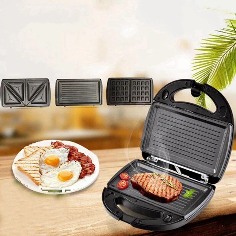 

1 Set Sandwich Press, Waffle and Steak Machine EU Plug & 1 Pcs Batter Separator Cupcakes Pancakes Catter Dispenser