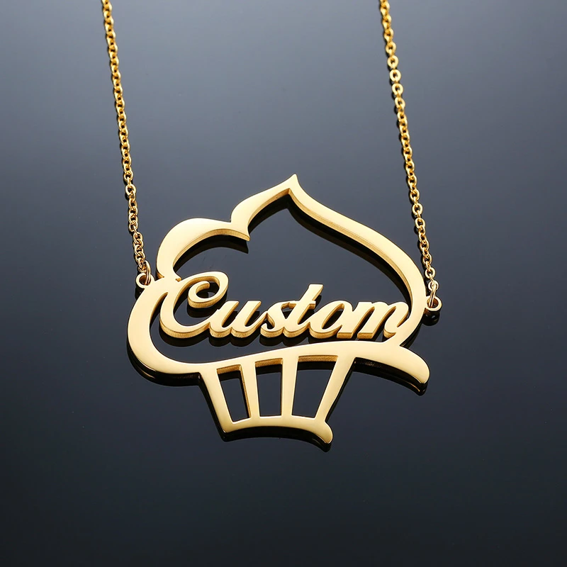 Ожерелье женское из нержавеющей стали золотого цвета с надписью и милым