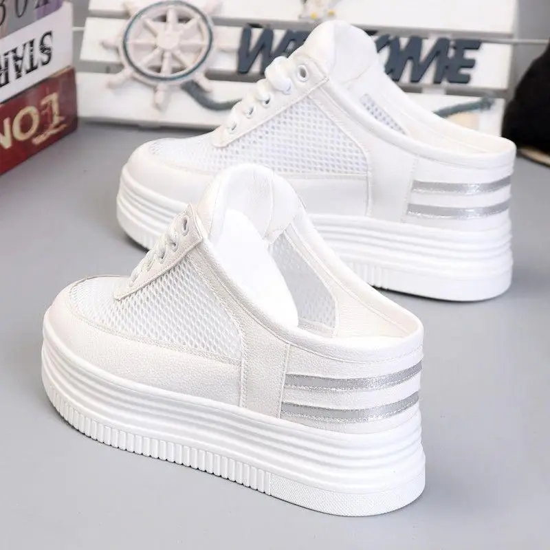 Женские летние тапочки Полые Дышащие полутапочки на толстой подошве|Тапочки| |