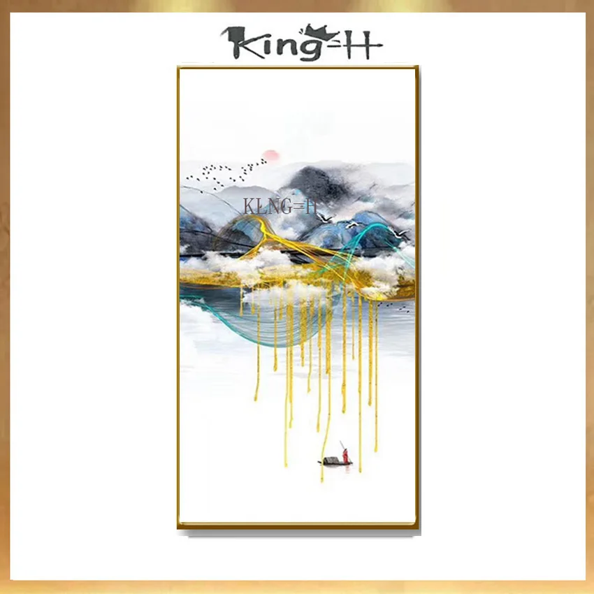 

Оригинальная художественная чистая ручная работа современные золотые горы жидкость абстрактная масляная живопись холст картина для комна...