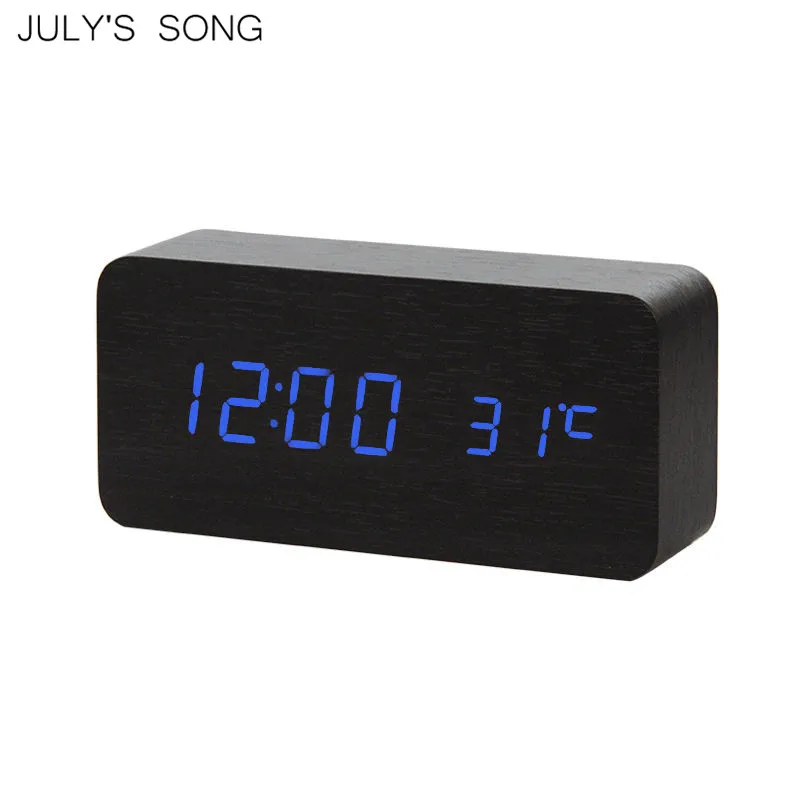 JULY'S SONG светодиодный Деревянный цифровой будильник ночной Светильник дисплей Температура настольные часы настольные электронные настольные часы Despertador