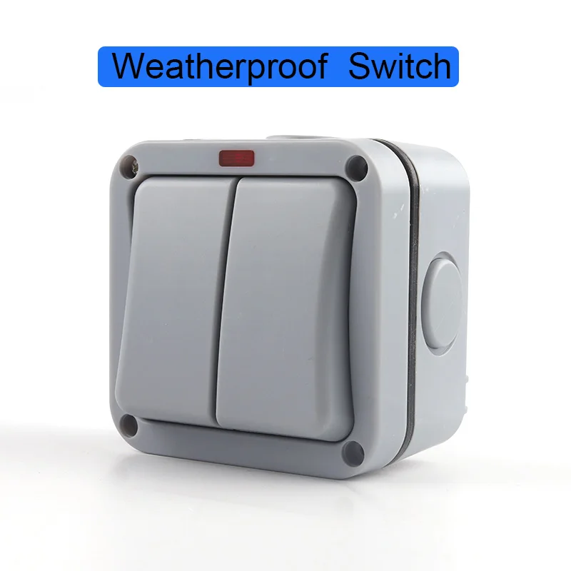 

IP66 Outdoor Waterproof Dust-proof Outdoor External Wall Switch 1/2 Gang Push Button Power Switch Socket Garden Light Power