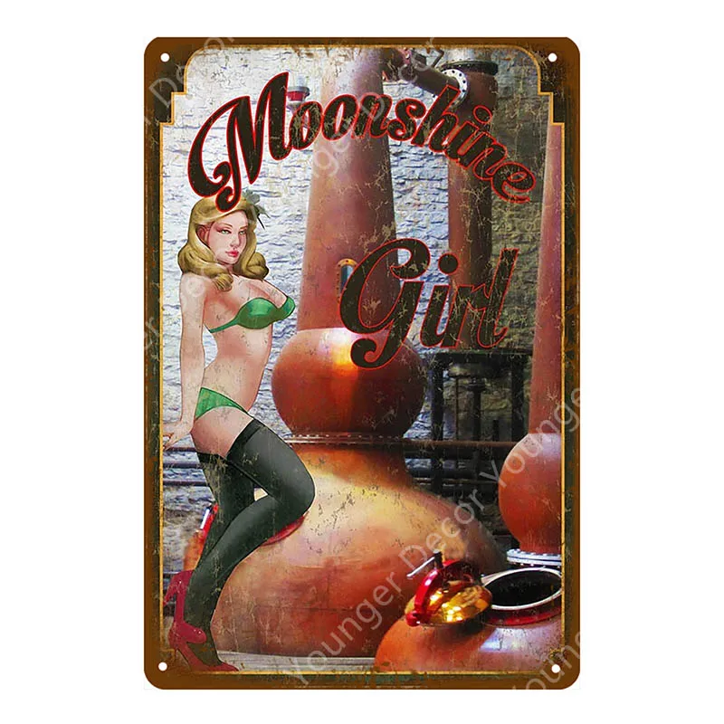 YD6709BI Pin Up Girl металлические знаки Самогонный плакат Сексуальная Дамская металлическая табличка настенная живопись наклейка для паба бара клуба домашний декор YI-167 - Цвет: YD6709BI