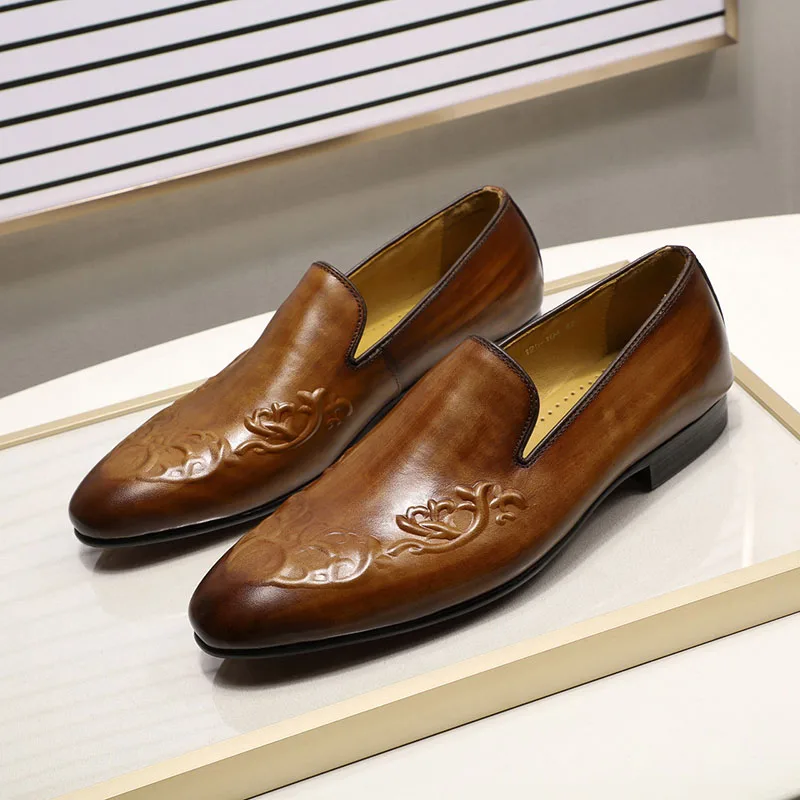 Уличные модные мужские лоферы FELIX CHU коричневые повседневные деловые туфли без