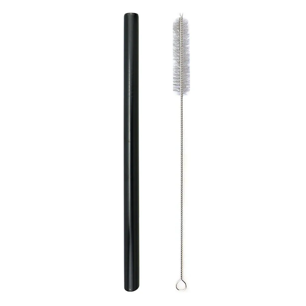 black 1pc 1/2pc 304 Нержавеющая сталь 12 мм соломинкой многоразовые металлическая соломинка острые верхние пузырь Чай Коктейльные трубочки вечерние с чистящая щетка - Цвет: black 1pc