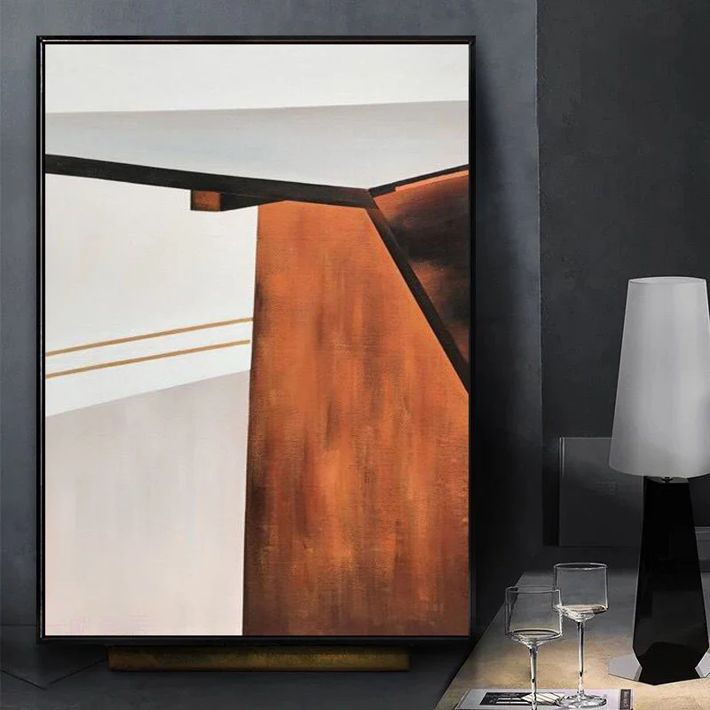 

Wall Canvas Painting Abstract Orange Villa Entrance Corridor Nordic Modern Paintings Vertical Banner Canvas Art