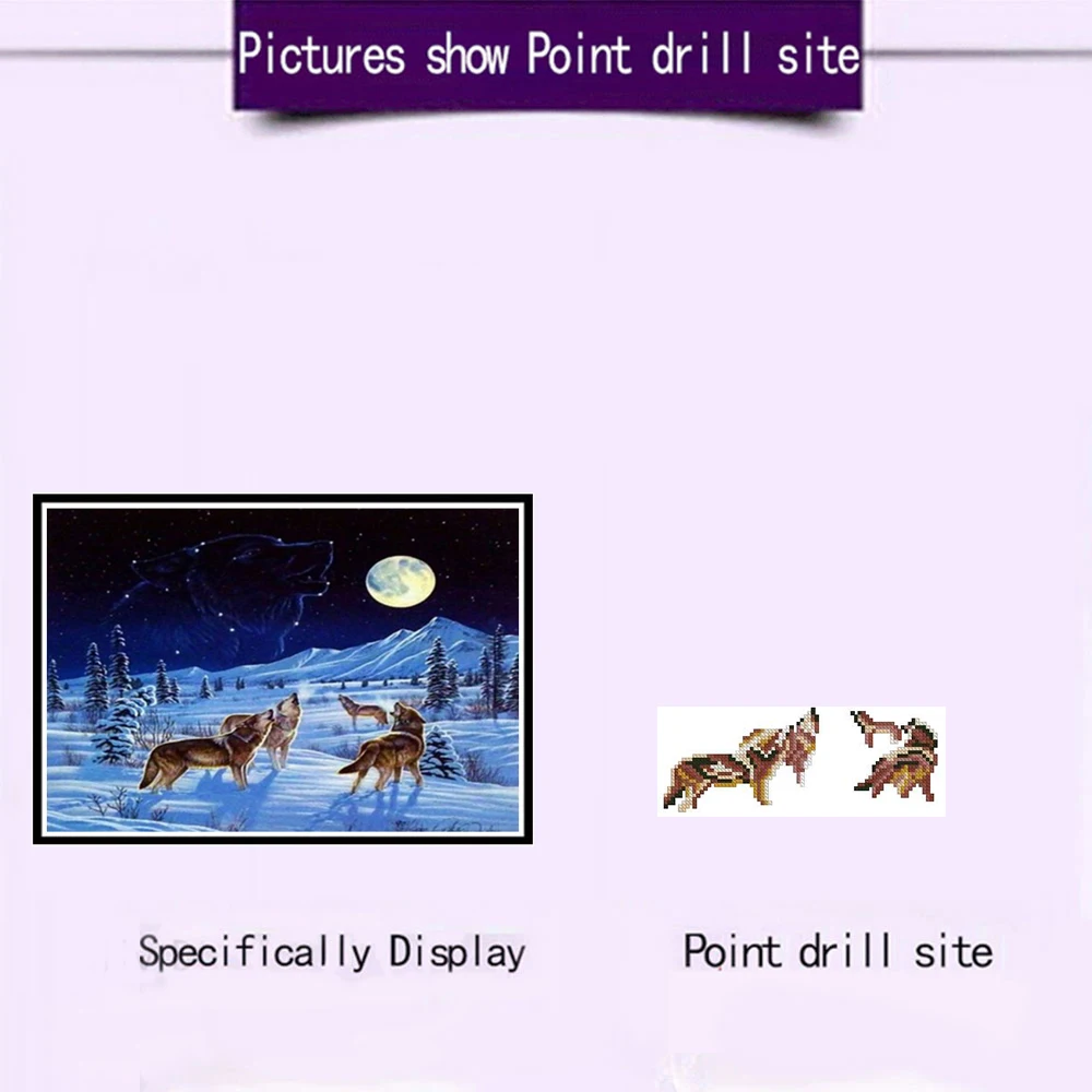 Алмазная живопись сделай сам 5D Снежная сцена волк животное пейзаж ночное небо