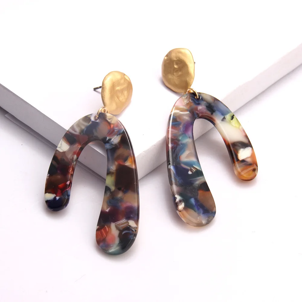 

Women Vintage Stud Earrings Acrylic Fashion Temperament Mixed Color Earrings Geometric Jewelry Earrings Gifts