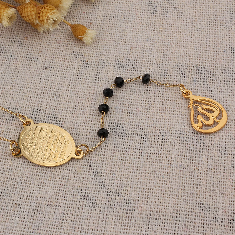 FINE4U N301 Stainless Steel Muslim Arabic Pendant Necklace Glass Faceted Beads Crucifix Men Women Rosary Jewelry | Украшения и