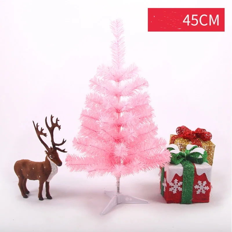 45cm pink Имитация рождественской елки 60 см/120 mPVC сосновая игла Рождественская елка розовый зеленый Рождественская вечеринка домашний Декор набор аксессуаров подарок - Цвет: 45cm pink