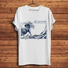 Футболка Фибоначчи The Great Wave off Kanagawa, мужская повседневная рубашка с коротким рукавом, белая, унисекс, уличная одежда гика