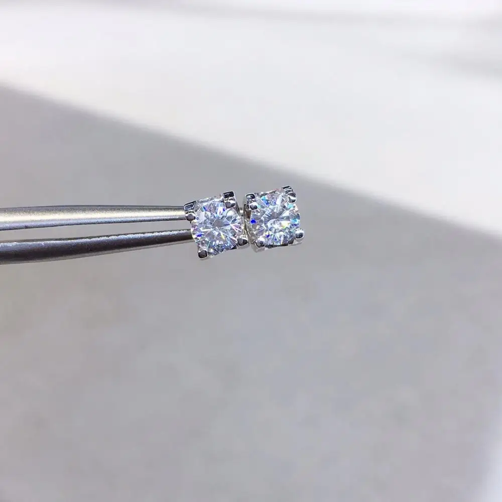 Geoki модные отличное качество 0 5 ct серьги гвоздики с муассанитом Серьги Серебряные