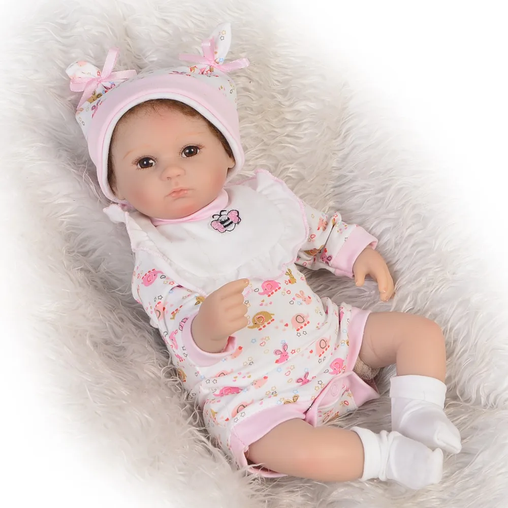 

42cm Reborn Baby Dolls real rooted hair girl Boneca 3/4 silicone 100% Non-toxic Toys for Children gift Kindergarten interactive
