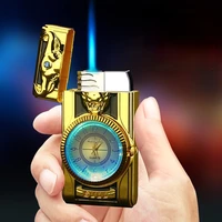 creative gold bull colorful watch windproof lighter personalized metal torch lighter gift for men gadgets for men encendedores