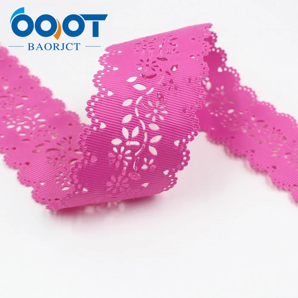 I-19805-1802 OOOT BAORJCT I-19805-1789, горячая Распродажа 43 мм 10 ярдов полые цветы ленты, поделка бант крышка аксессуары и украшения материал - Цвет: I-19805-1802