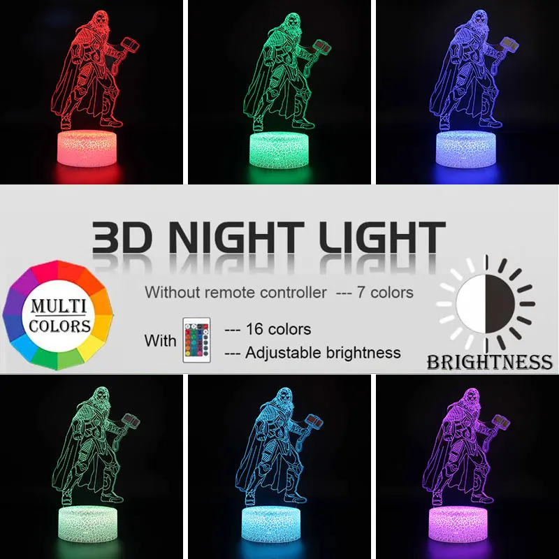Мстители Marvel рисунок 3D акриловый Иллюзия светодиодный светильник USB красочные