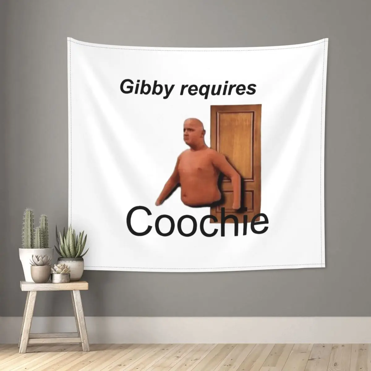 Gibby Requires Coochie Tapestry Wall Hanging Large Polyester Tapestries Anime Cartoon INS Throw Rug Blanket Room Decor 95x73cm | Дом и сад
