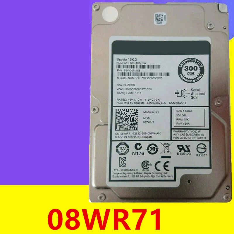 

Original New HDD For Dell 300GB 2.5" SAS 64MB 15000RPM For Internal HDD For Server HDD For 08WR71 ST9300653SS