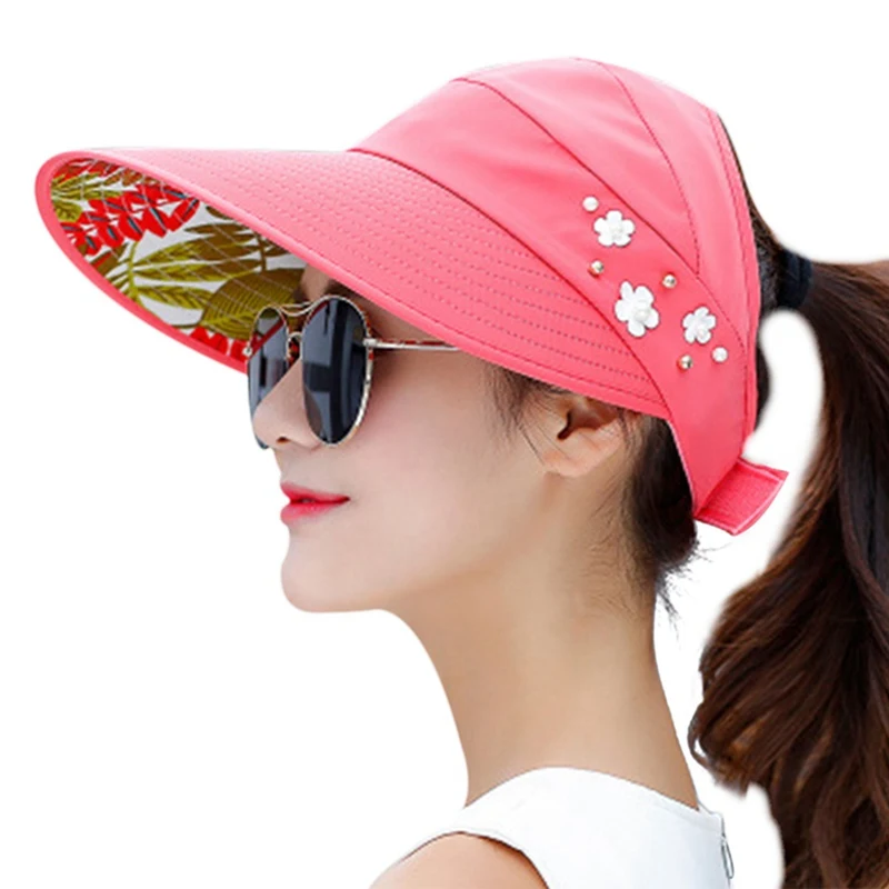 

Sun Hats for Women Visors Hat Fishing Beach Adjustable folding cap UV Protection Cap Casual Summer Wide Brim Hat Outdoor Tool