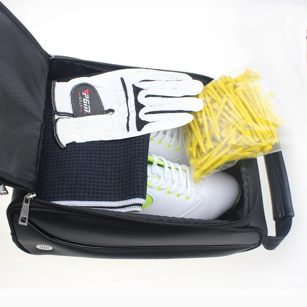 Фото CRESTGOLF Women And Men's Golf Shoes Bag PU Leather Waterproof Portable Golf Sports Shoes Bag №4