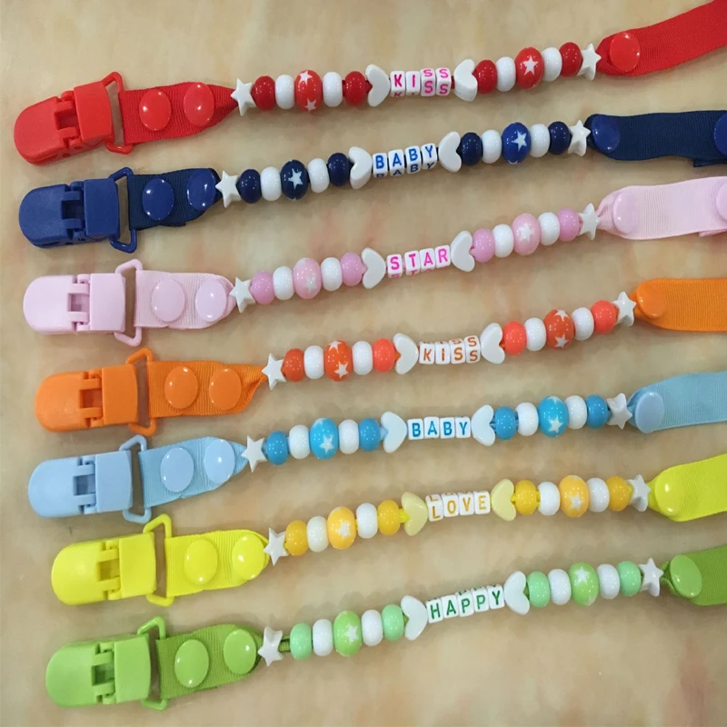 

Baby Pacifier Clip Chain Attache Clip Dummy Pacifiers Leash Strap Silicone Chew Beads Teething Toy Teether Holder Soother Chain