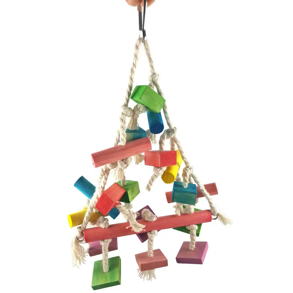 Parrot colorful wooden bite toy climbing bird net parrot pet supplies birdcage accessories |