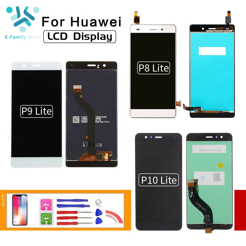E family для HUAWEI P8 Lite/ P9 Lite ЖК дисплей сенсорный экран дигитайзер P10 в сборе