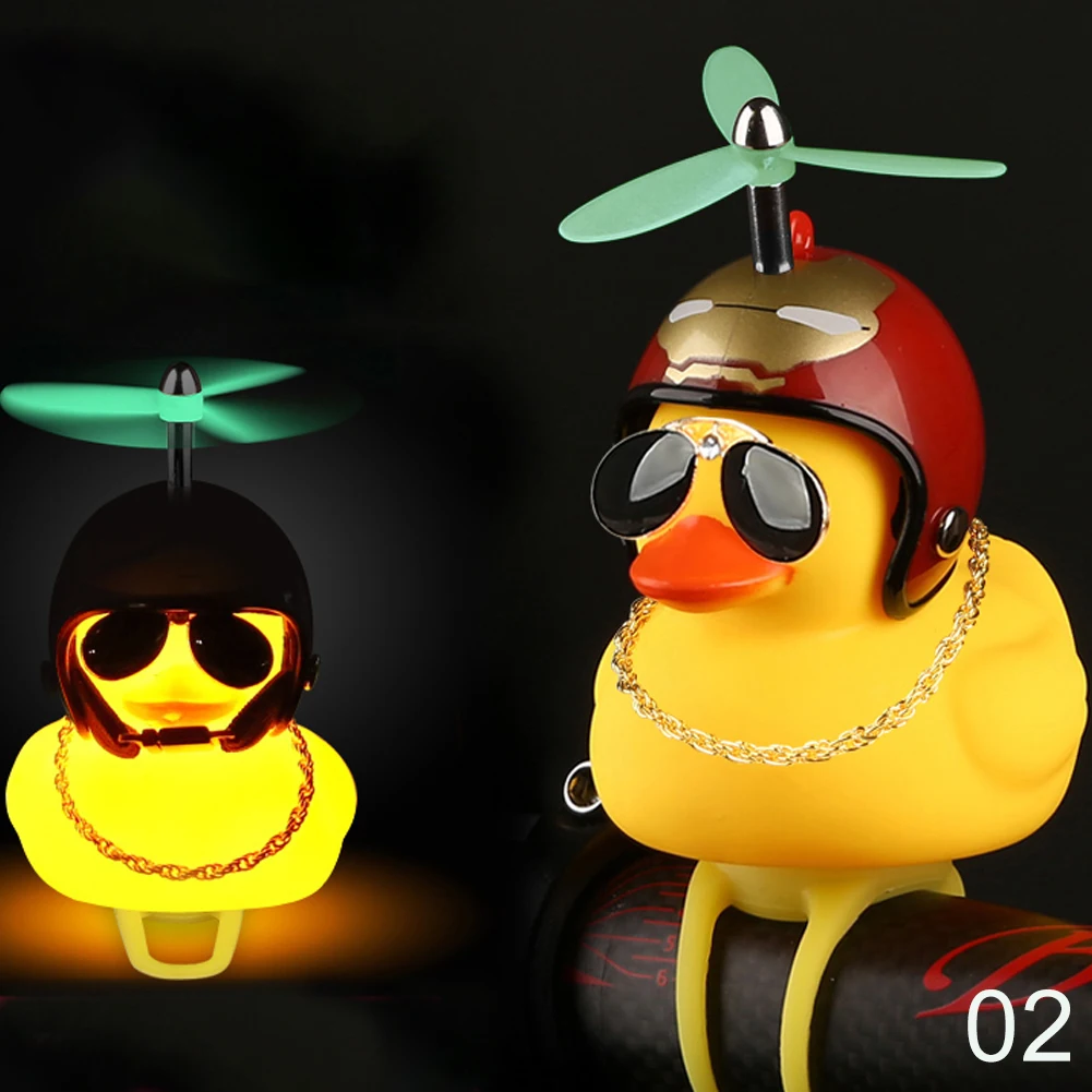 1Pc Luminous Standing Duck with Helmet Broken Wind Small Yellow Road Bike Motor Riding Cycling/Home Decor Figurines | Дом и сад