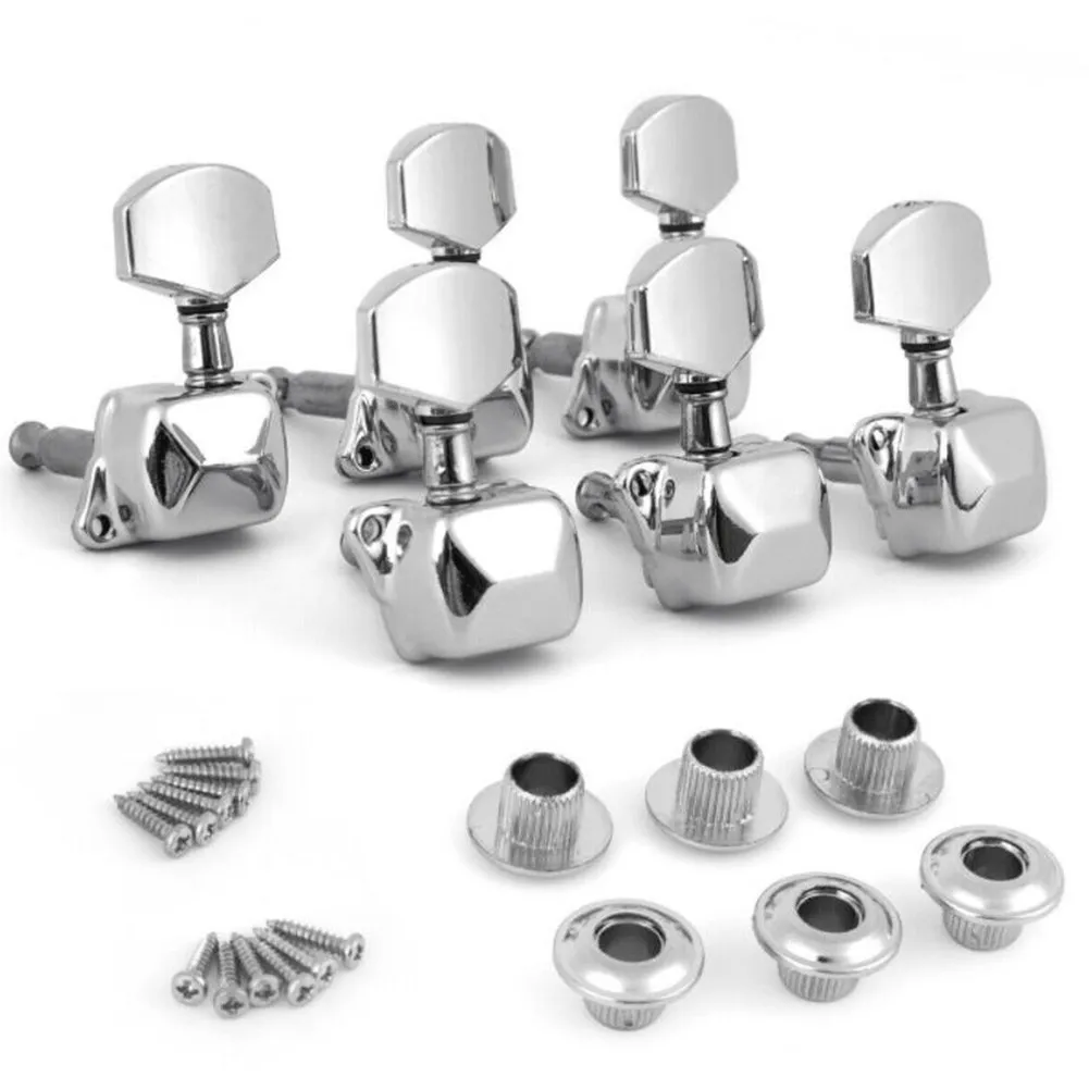 

Musical Guitar Pegs Part Tuners Tuning 3R+3L 6Pcs Acoustic/Electri Chrome