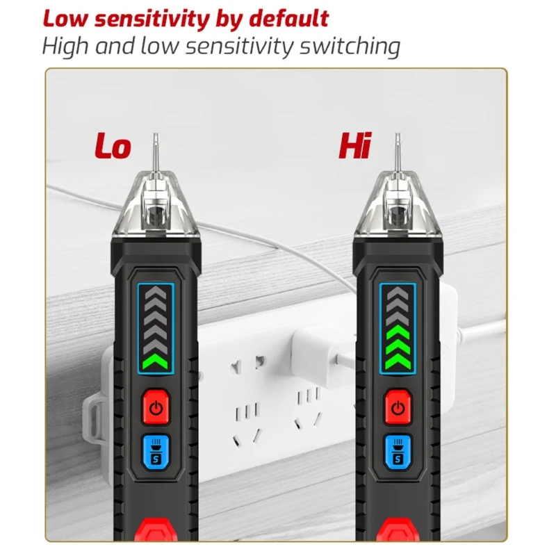 

12-1000V Intelligent Non-contact Pen Sound Light Alarm AC Voltage Detector Tester Adjustable sensitivity with Flashlight