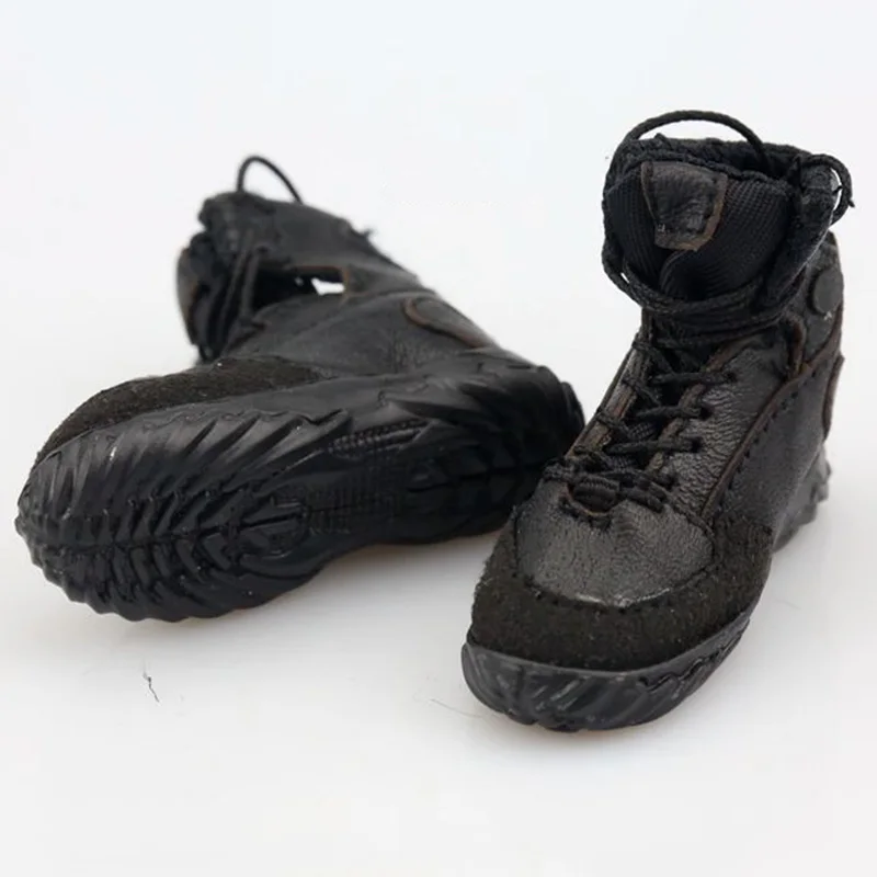 

1/6 Scale Male Soldier Black Military Combat Shoes Boots Hollow Inside Genuine Leather for 12" Action Figure